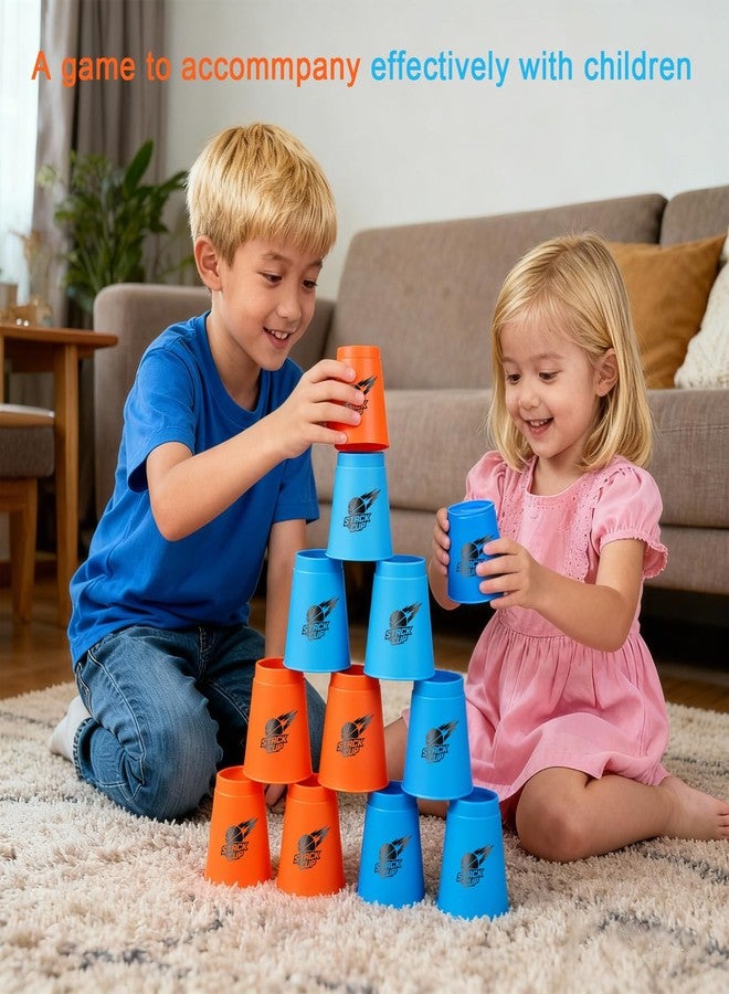SEISSO 24PCS Quick Stack Cups, Sports Training Game for School Family Party, Kids Gifts Starter Set of Stacking Cup, Blue & Red - Image 3